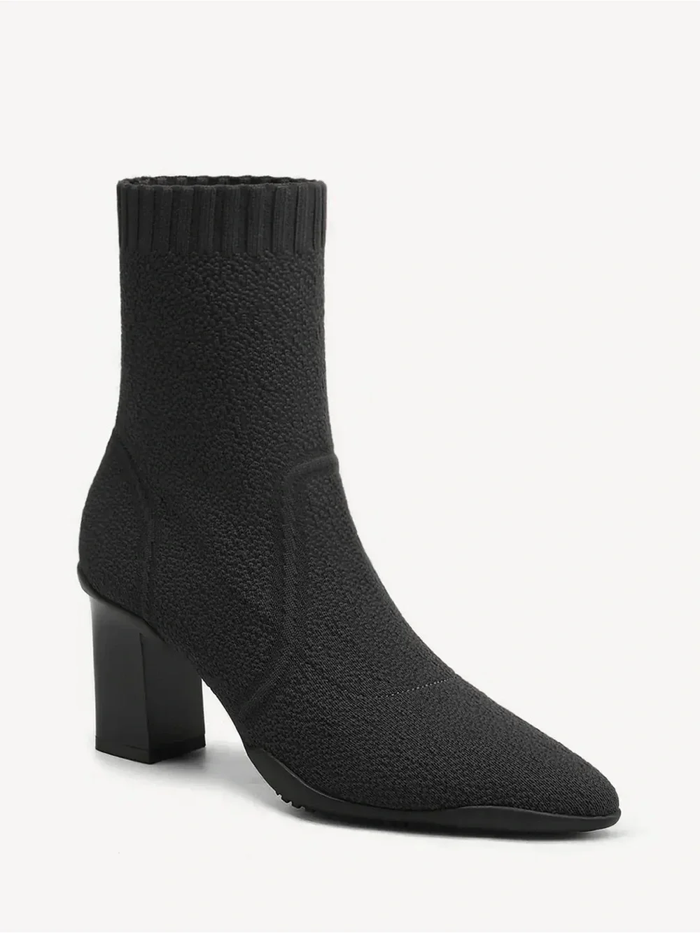 BelleVoyage Block Pointed Toe Sock Ankle Boots
